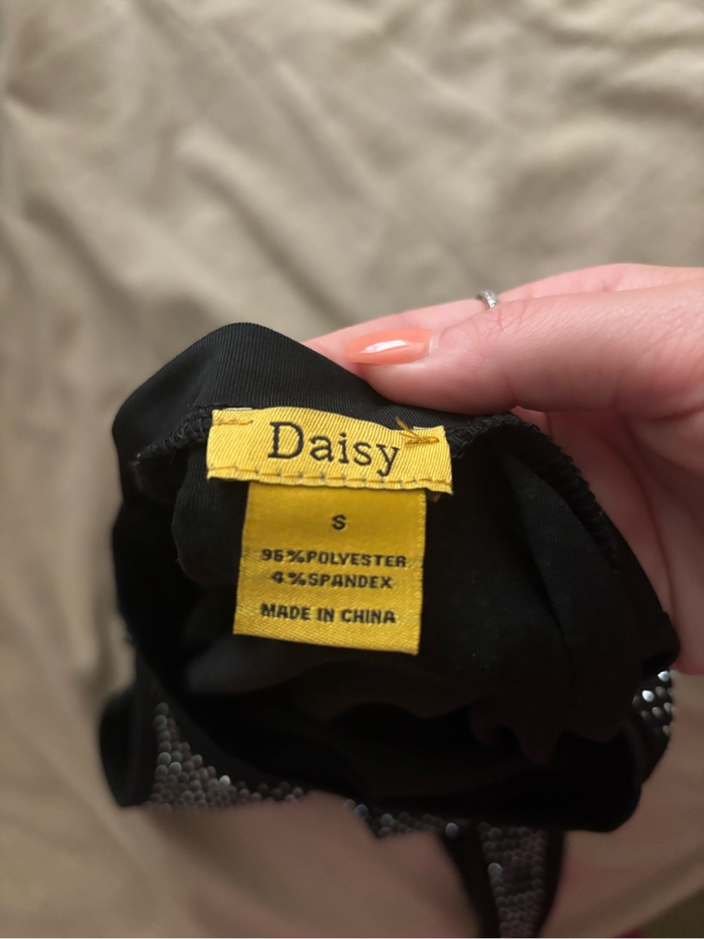 Daisy Black Rhinestone Sleeveless Bodysuit - Picture 3 of 4